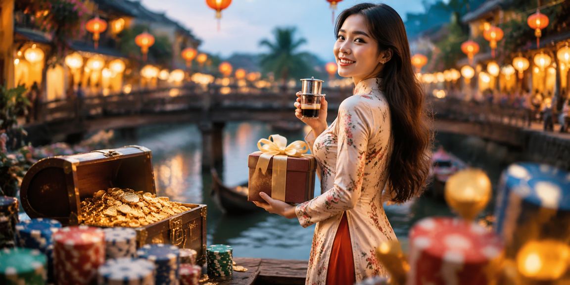 Người dùng tại Hội An truy cập nền tảng cá cược qua điện thoại trong quán cà phê